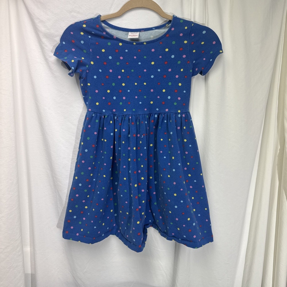 Hanna Anderson‎ T Shirt Dress 130 8 Blue Multi Dot  Short Sleeve